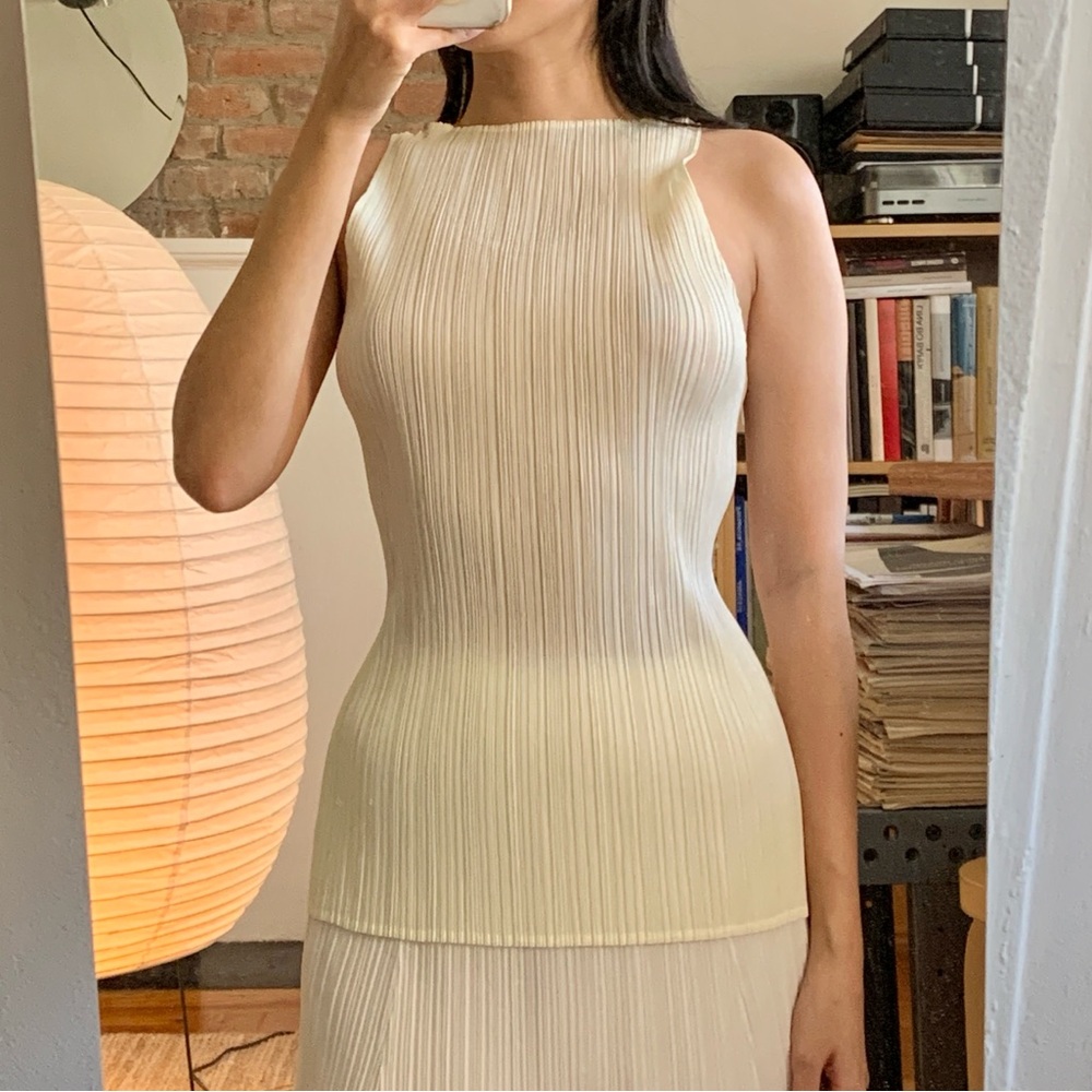 Issey Miyake Pleats Please Tank Ivory JP3 - Picture 3 of 11